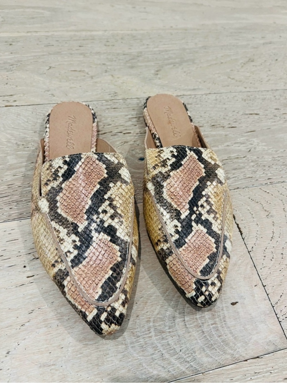 Madewell snakeskin print mule shoe
